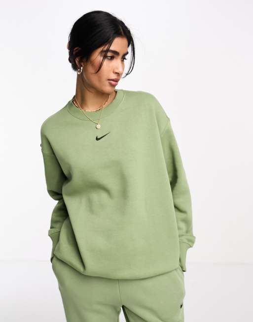 Nike – Polarowa zielona bluza oversize z małym logo Swoosh, 3 z 4