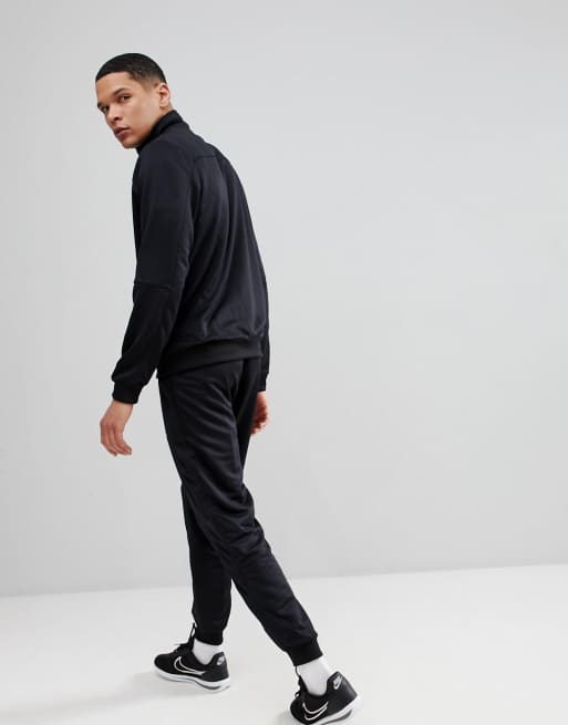 Nike poly hot sale tracksuit black