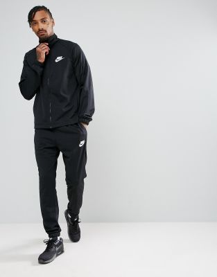 nike polyknit tracksuit set in black