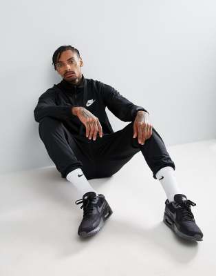 nike polyknit tracksuit set in black