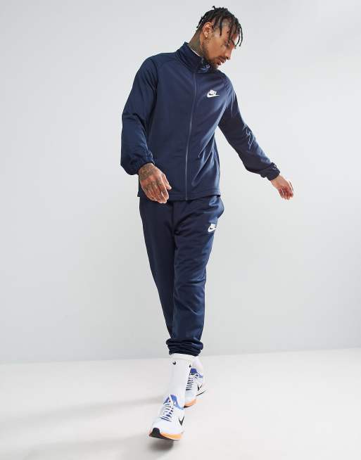 Nike navy hot sale polyester lycra tracksuit