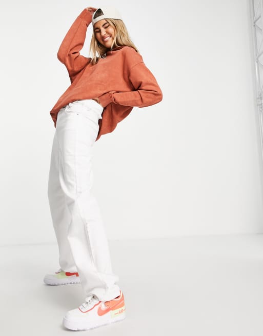 Nike – Pomarańczowa bluza polarowa oversize z kapturem i efektem sprania, 2 z 4