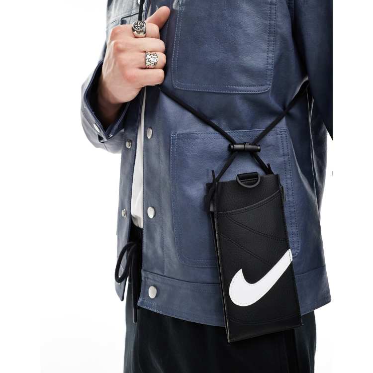 Nike Premium Borsetta porta cellulare a tracolla, colore nero ASOS