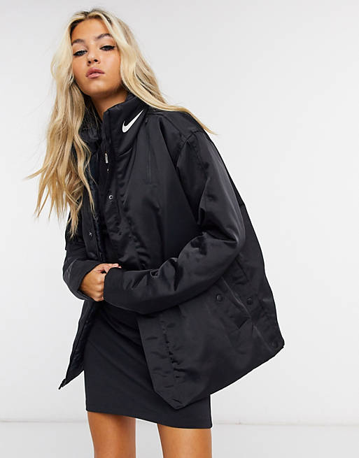 Women Nike premium coat with tonal branding in black 