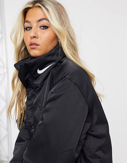 Women Nike premium coat with tonal branding in black 
