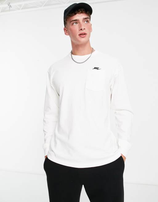 Nike Premium Essential long sleeve pocket t-shirt in white