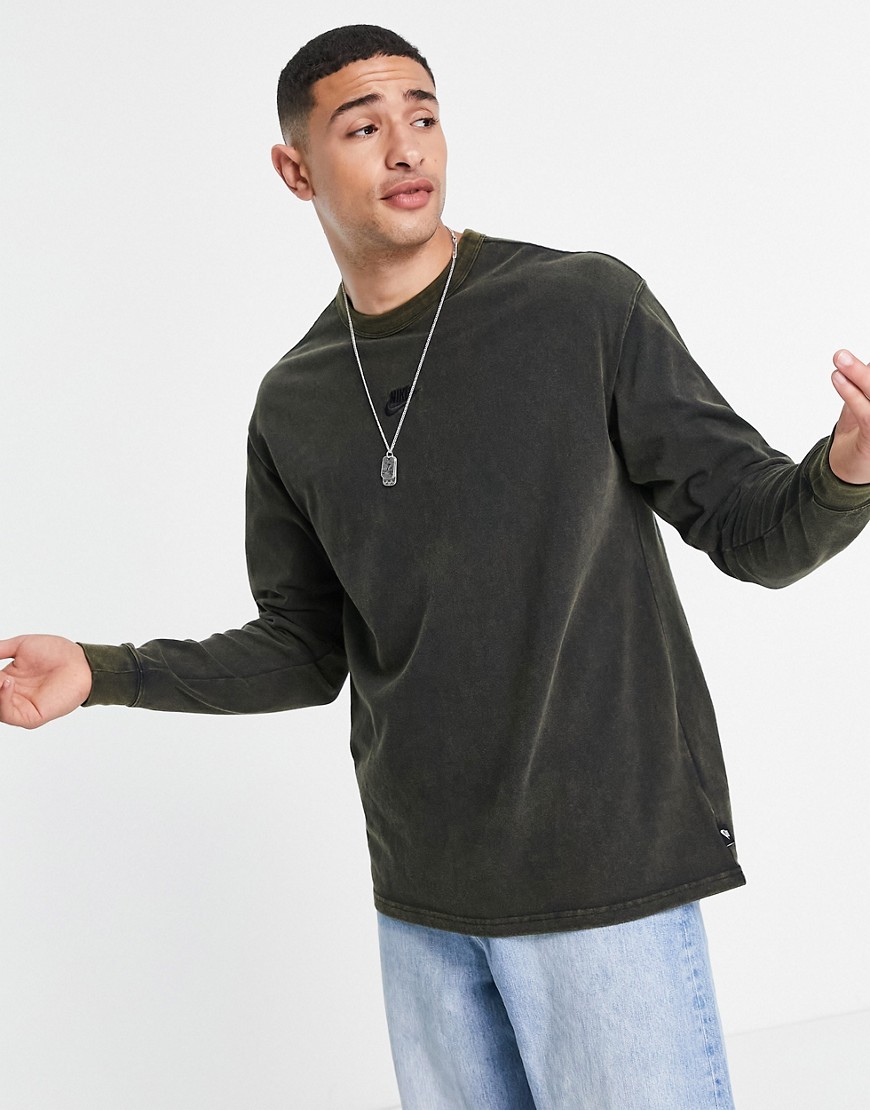 Nike Premium Essential long sleeve t-shirt in washed black