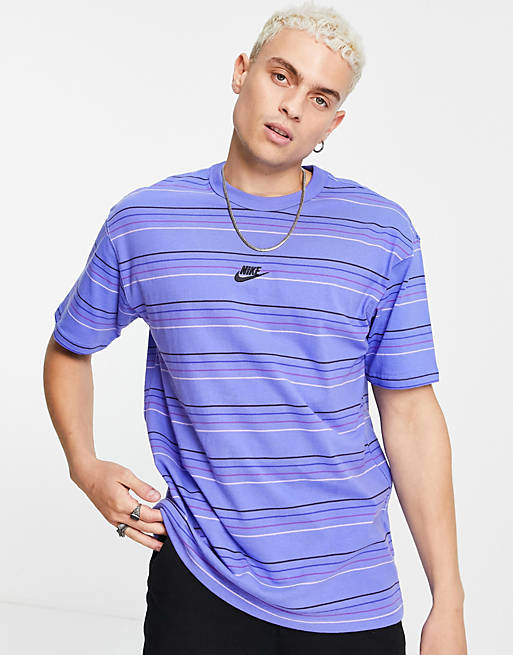 Nike Premium Essential oversized stripe t-shirt in blue