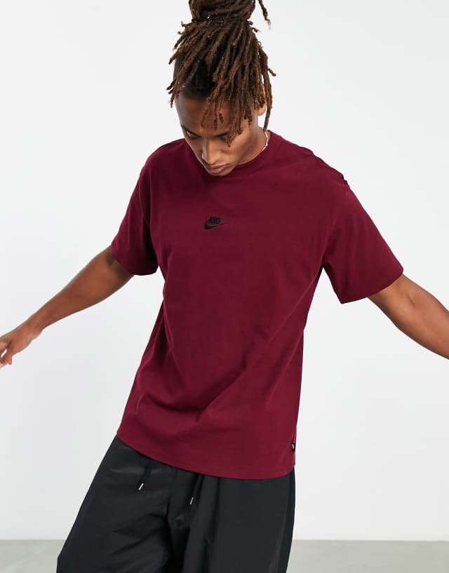 Nike Premium Essentials heavyweight t-shirt in dark beetroot