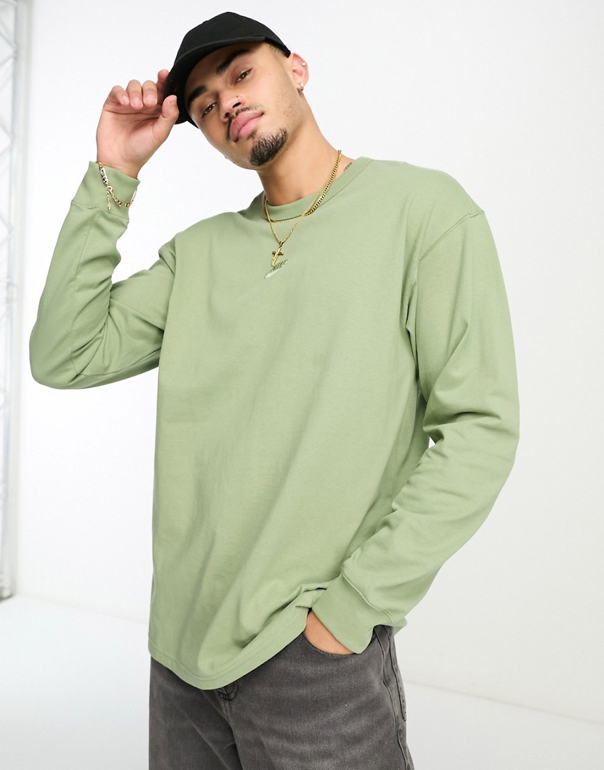 Nike Premium essentials logo long sleeve t-shirt in green
