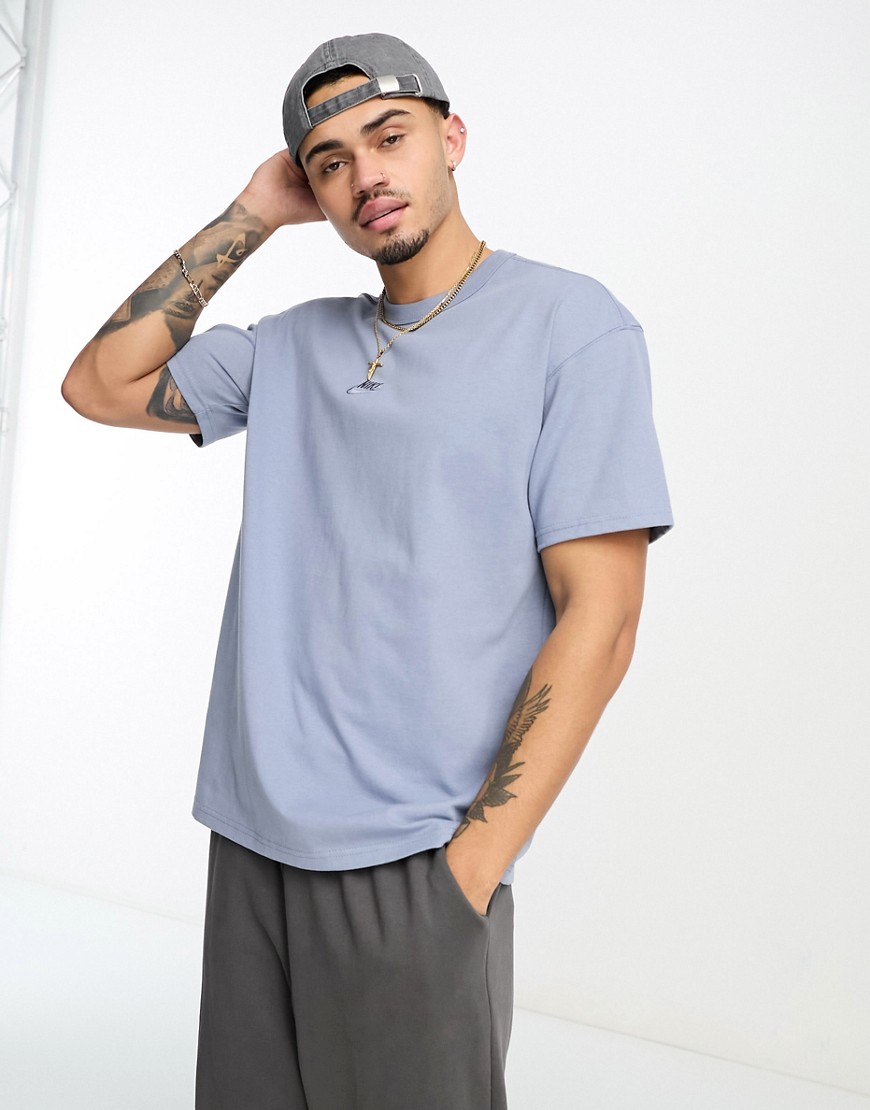Nike Premium essentials logo t-shirt in dusty blue-Grey