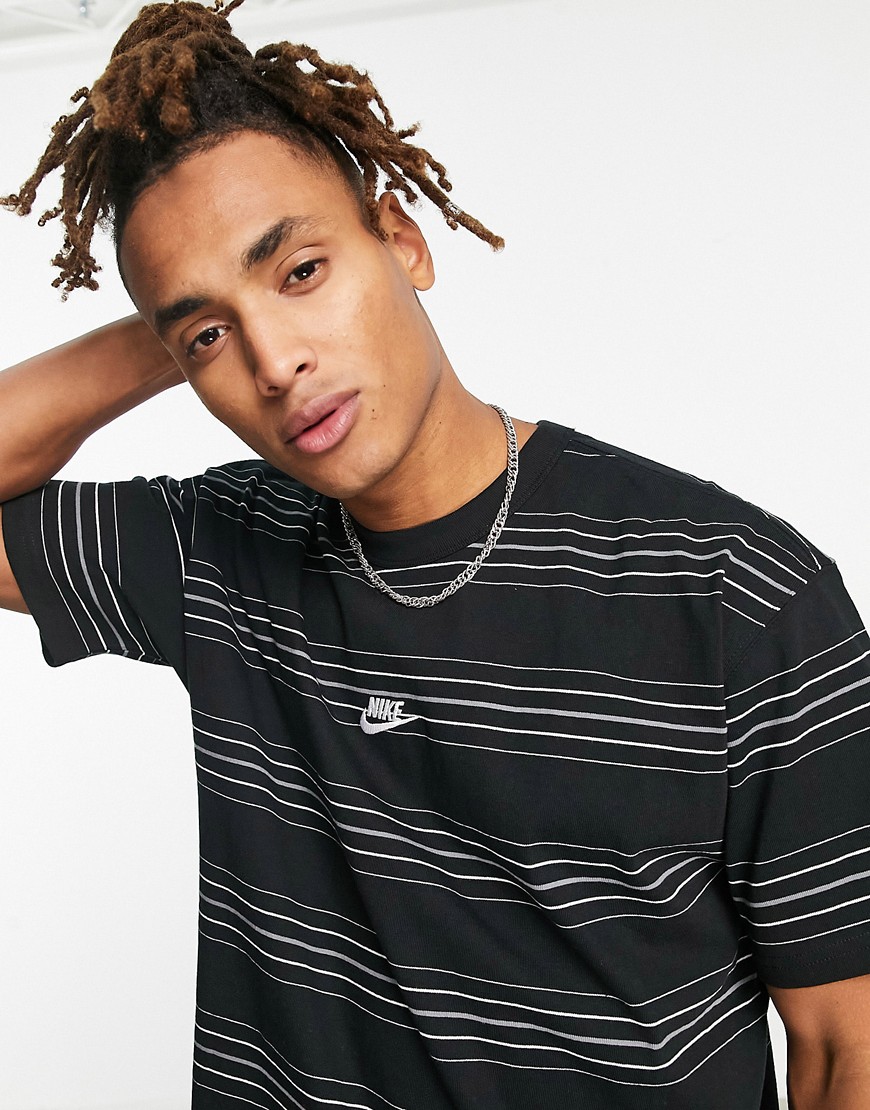 Nike Premium Essentials oversized stripe t-shirt in black