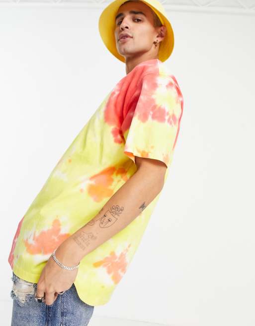 Nike – Premium Essentials – Pomarańczowy gruby T-shirt oversize z efektem tie-dye 