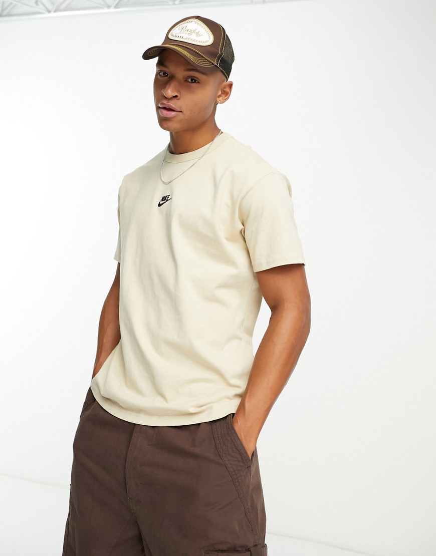 Nike Premium heavyweight oversized t-shirt in cream-Brown