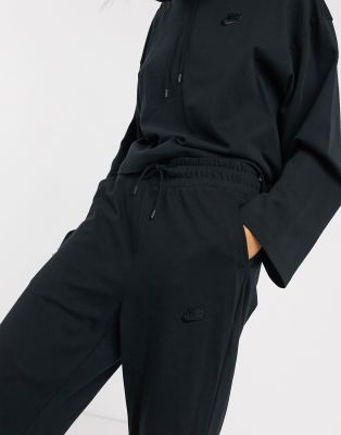 nike premium high waist wide leg black joggers