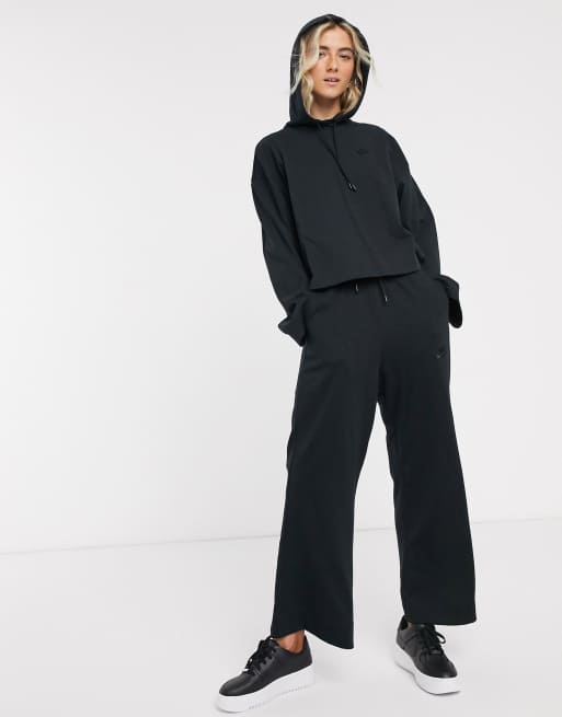 Nike Premium high waist wide leg black joggers ASOS