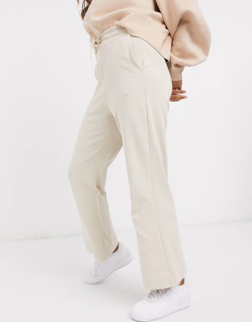 Nike Premium high waist wide leg joggers in oatmeal