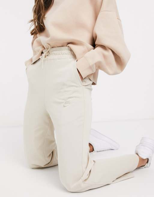 Nike Premium high waist wide leg joggers in oatmeal ASOS