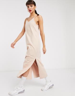 Nike premium jersey slip dress in beige - ASOS Price Checker