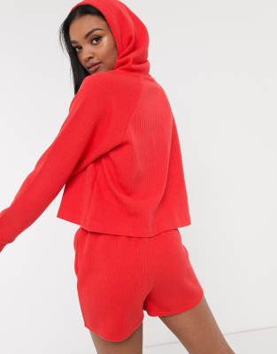 red cropped nike hoodie