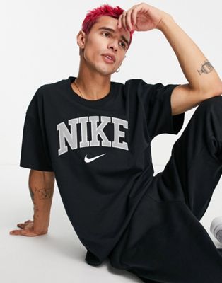 Nouveau Nike - Premium - T-shirt oversize à logo rétro - Noir