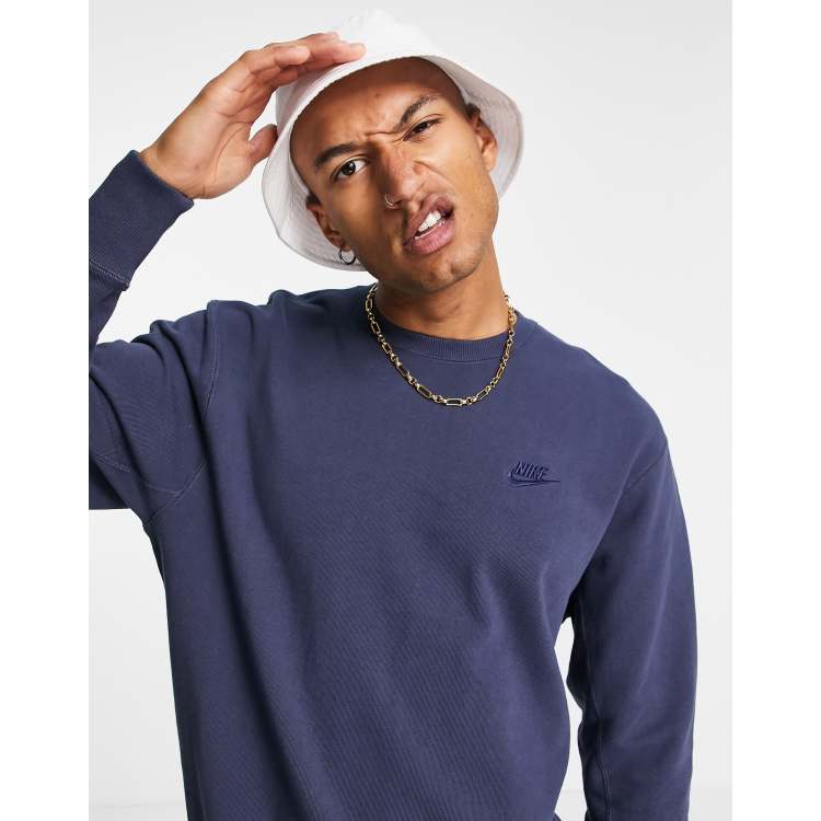 Nike Premium Utility heavyweight classic sweatshirt in navy ASOS