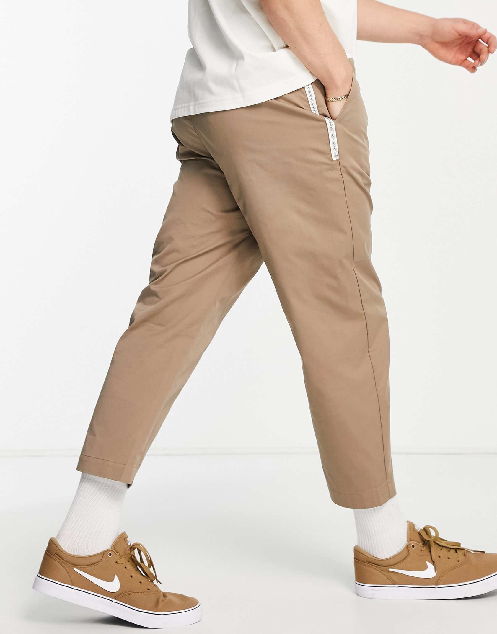 Nike Premium woven cropped trousers in stone ASOS Price Checker