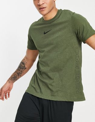 T-shirts unis Nike - Pro Collection Training - T-shirt effet dévoré - Kaki
