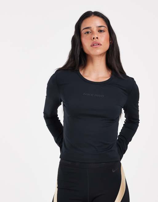 Nike Pro Dri-FIT Keely Hodgkinson Langarm-Oberteil in Schwarz und Gold, 2 von 4