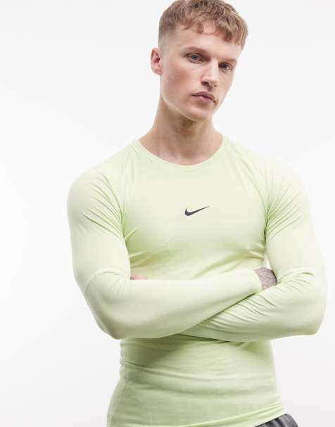 Nike Pro DRI-Fit Longsleeve top in lime 