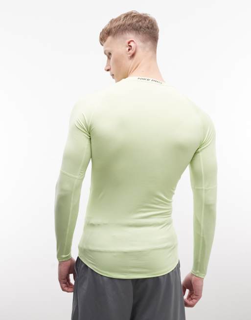 Nike Pro DRI-Fit long sleeve top in lime , 3 of 5