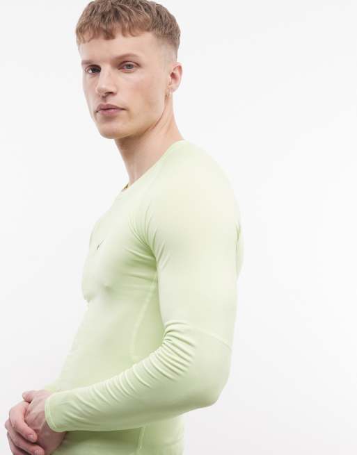 Nike Pro DRI-Fit long sleeve top in lime , 4 of 5
