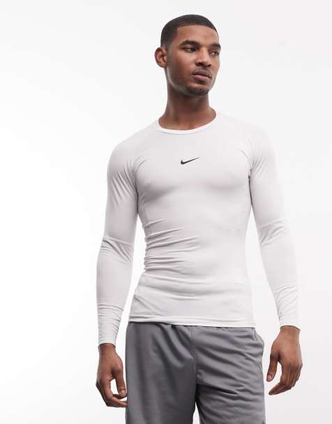 Nike Pro Dri-Fit long sleeve top in white  - view 1