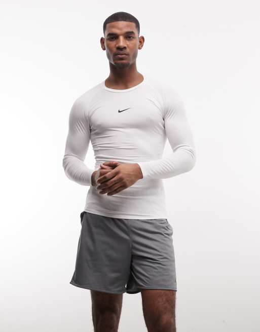 Nike Pro Dri-Fit long sleeve top in white , 2 of 5