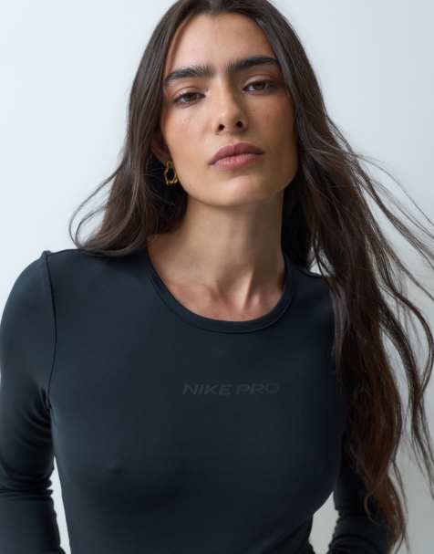 Nike Pro Dri-Fit sculpt long sleeved top in black - view 1