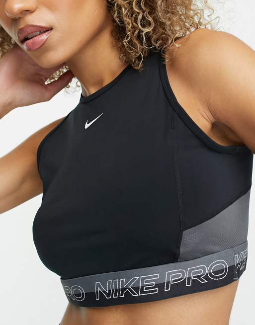 Nike Pro Dri-FIT Women's Cropped Training Tank Top, Black/Iron  Grey/White/White, XL : Clothing, Shoes & Jewelry 