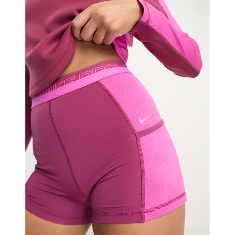 Nike Pro Femme Training dri fit half 3 inch booty shorts in purple