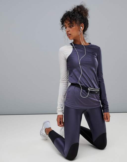 oído su Dictado Nike Pro Hypercool Long Sleeve Glamour Top In Blue | ASOS