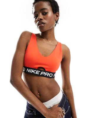 Nike Pro Indy Training plunge sports bra in red