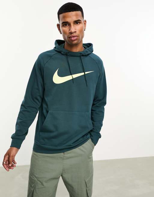 Nike Pro Sweat a capuche de sport en tissu Dri FIT a logo virgule Vert fonce