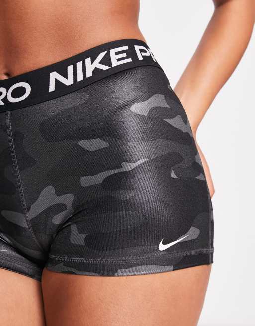 Nike Pro Training 3 inch booty shorts in black camo