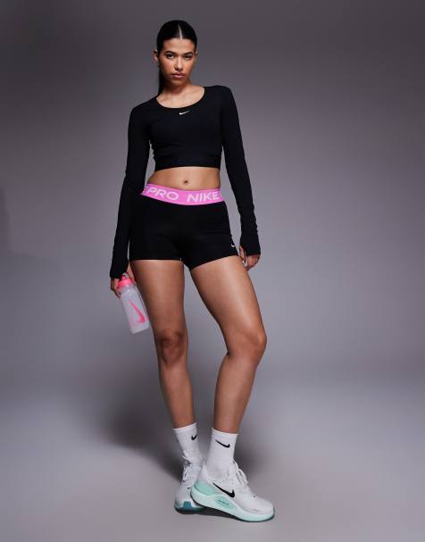 Nike Pro Training 3 inch shorts in black and pink - view 1