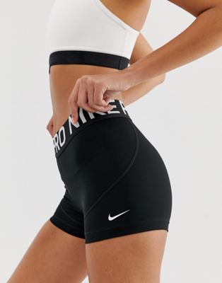 nike pro training 3 inch shorts with mesh inserts in black