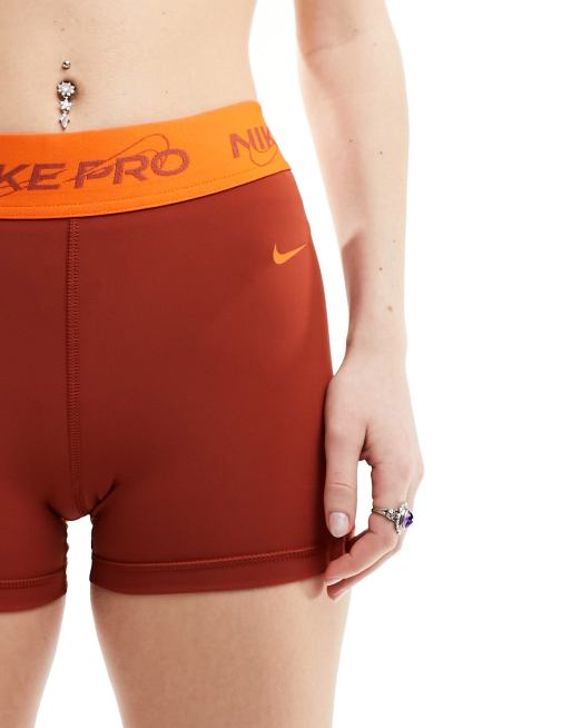 Nike Pro Training 3 inch shorts in rugged orange