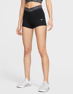 nike pro training 3 inch shorts with mesh inserts in black