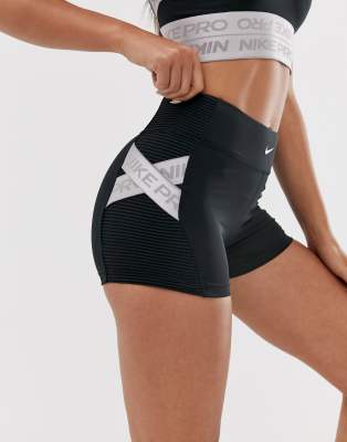 nike pro training 3 inch shorts with taping detailing in black