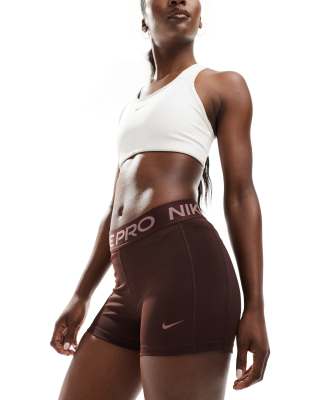 Nike Training Nike Pro Training 365 3 inch leakproof leggings shorts in dark brown