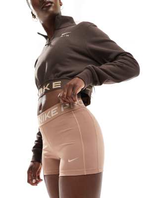 Nike Pro Training 365 3 inch leakproof leggings shorts in light brown φωτογραφία