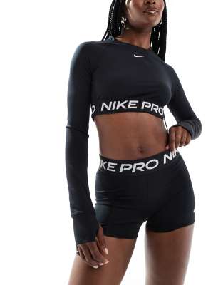 Nike Pro Training 365 3 inch shorts in black/white