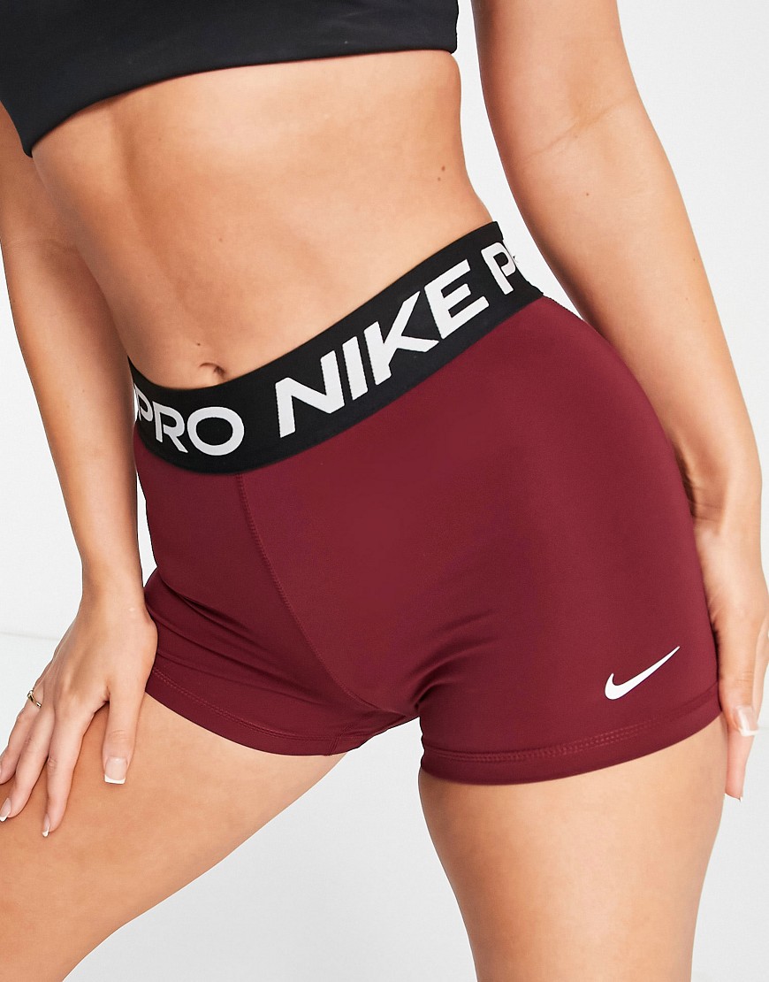 Nike Pro Training 365 3-inch shorts in burgundy-Red